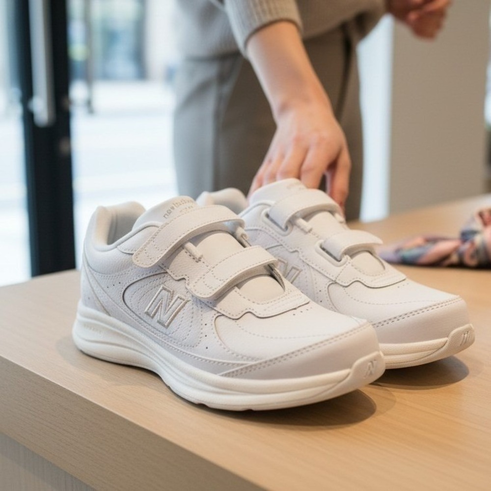 New Balance 577 Women's Walking Shoes White Hook Loop WW577VW Size 8 2A